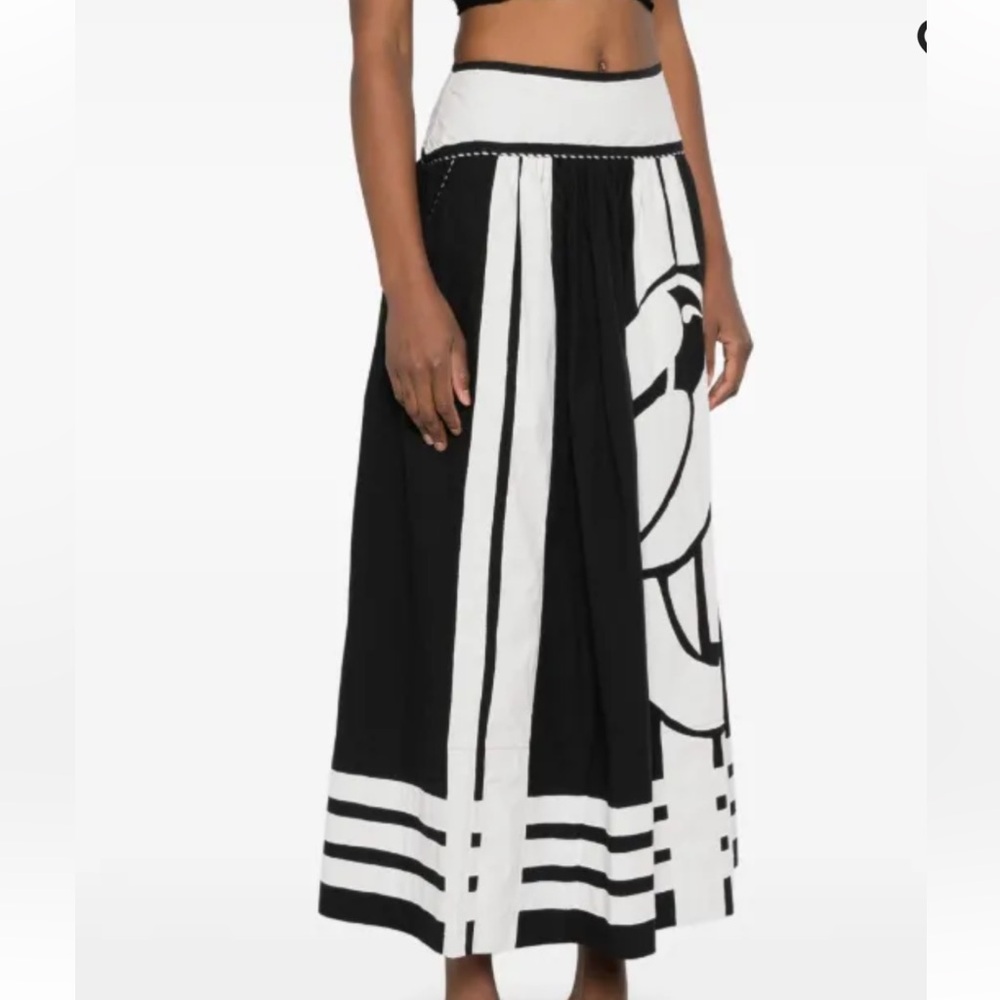 Farm Rio Nature Black Midi Skirt - Picture 2 of 6